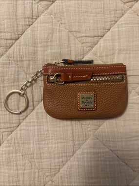 Dooney & Bourke Tan Brown Pebbled Leather Key & Card Holder